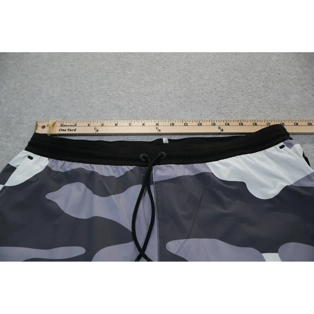 Greyson Lined Gym Shorts Stretch Mens 2XL Gray Camo Gym Workout 6.5 Inseam
